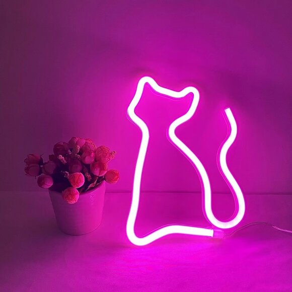 NEW Pink Cat LED Neon Light - Picture 1 of 3